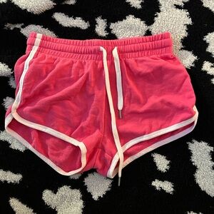 Garage Pink Athletic Shorts with White Trim
